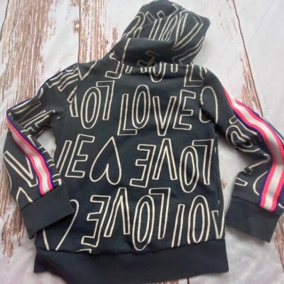 Cat & Jack Girls 'Love' Pullover Hoodie/Sweatshirt-Sleeve Detail-Gray-Size 4/5 - Picture 4 of 4